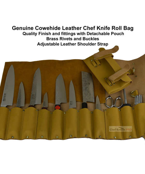 CKP Genuine Leather Knife Roll Bag 11 slots 